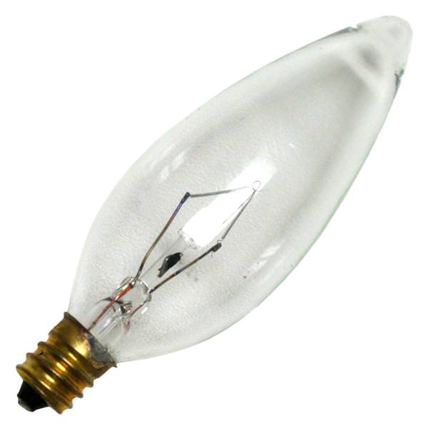 25 watt 130 volt 2700K Warm White B10 Candelabra Screw Base Clear