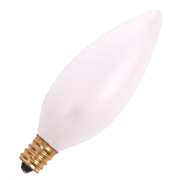 25 watt 130 volt 2700K Warm White B10 Candelabra Screw Base Frosted