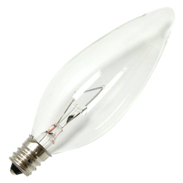 25 watt 120 volt 2700K B10 Candelabra Screw Base Clear