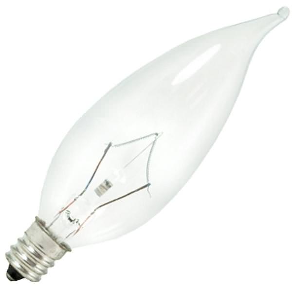 25 watt 120 volt 2700K Warm White CA10 Candelabra Screw Base Clear