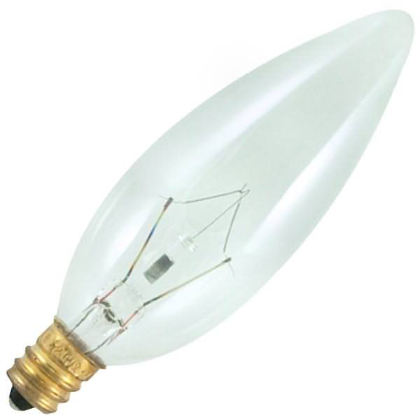 25 watt 120 volt B10 Candelabra Screw Base 2600K Warm White 