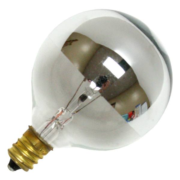 40 watt 120 volt G16.5 Candelabra Screw Base Clear / Silver