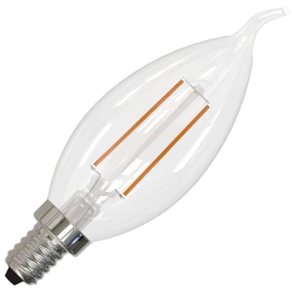 2.5 watt 120 volt CA10 Candelabra Screw Base 2700K Warm White Clear Dimmable LED