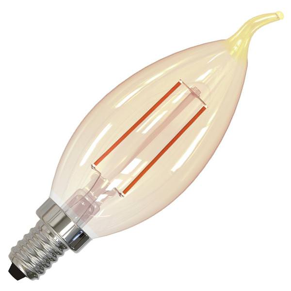 2.5 watt 120 volt CA10 Candelabra Screw Base 2100K Warm White Amber Dimmable LED