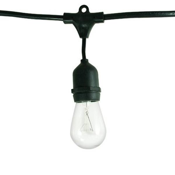 15 Light 48' Black (Medium Screw Base) Light String with 15 S14 Bulbs