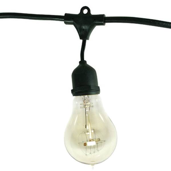 15 Light 48' Black (Medium Screw Base) Light String with 15 Nostalgic Bulbs