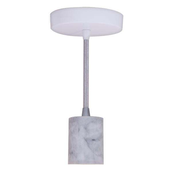 1 Light 10' Medium Screw Base Natural Marble White Socket Pendant Cord