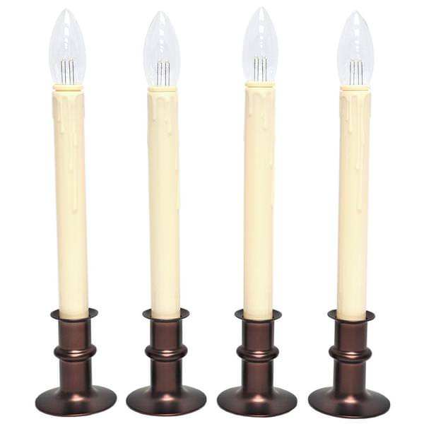 Ivory/Antique Bronze LED Taper Candle (4 Pack)