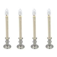 Celestial Lights 12.5"/10.5" Adjustable Height  Brushed Nickel Base Battery Operated LED Window Candles (4 Pack)