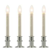 Celestial Lights 12.5"/10.5" Adjustable Height  Brushed Nickel Base Battery Operated LED Window Candles (4 Pack)