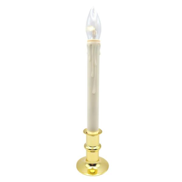 Ivory/Brass LED Taper Candle with Adjustable Base
