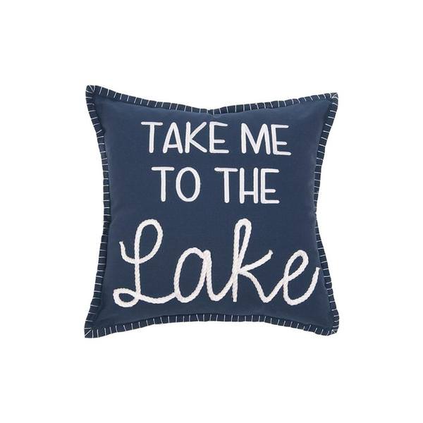 18" Take Me To The Lake Blue Pillow