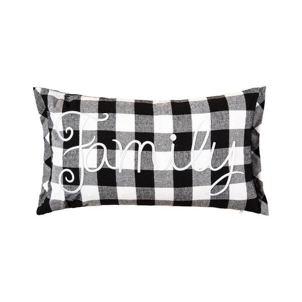 20" x 12" Black/White Family Checker Pattern Pillow