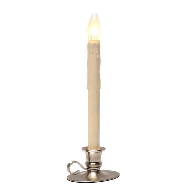Vanilla/Brushed Nickel LED Taper Candle with Traditional Base