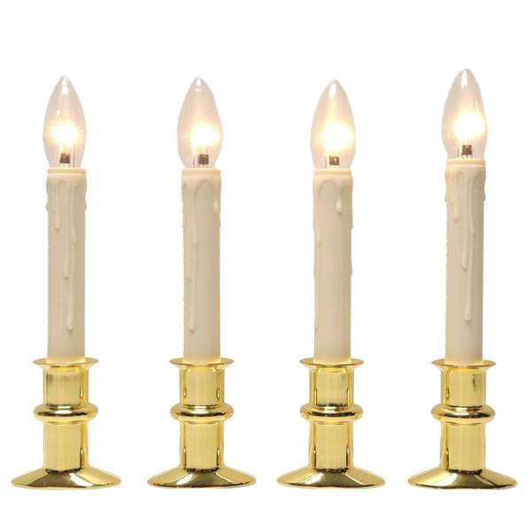Vanilla/Brass LED Window Hugger with Remote Control (4 Pack)