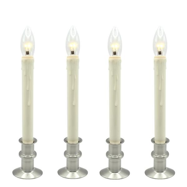 8.5"-10.5" Vanilla/Brushed Nickel LED Window Hugger with Remote Control (4 Pack)