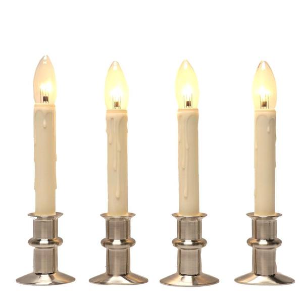 8.5"-10.5" Vanilla/Brushed Nickel LED Window Hugger with Remote Control (4 Pack)