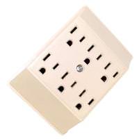 Cooper 6-Outlet Ivory Grounding Outlet / Socket Adapter