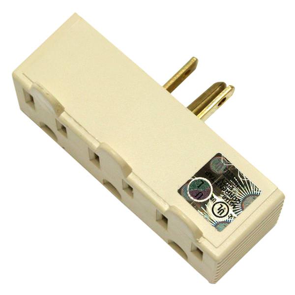 Ivory Grounding Triple Outlet / Socket Adapter