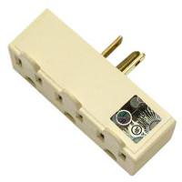 Cooper Ivory Grounding Triple Outlet / Socket Adapter