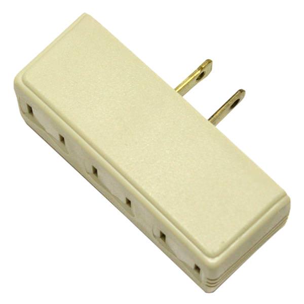 Ivory Polarized Plug In Triple Outlet Adapter