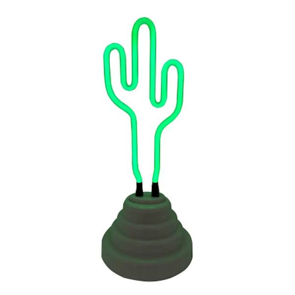 9.05" Neon Lighted Green LED Cactus