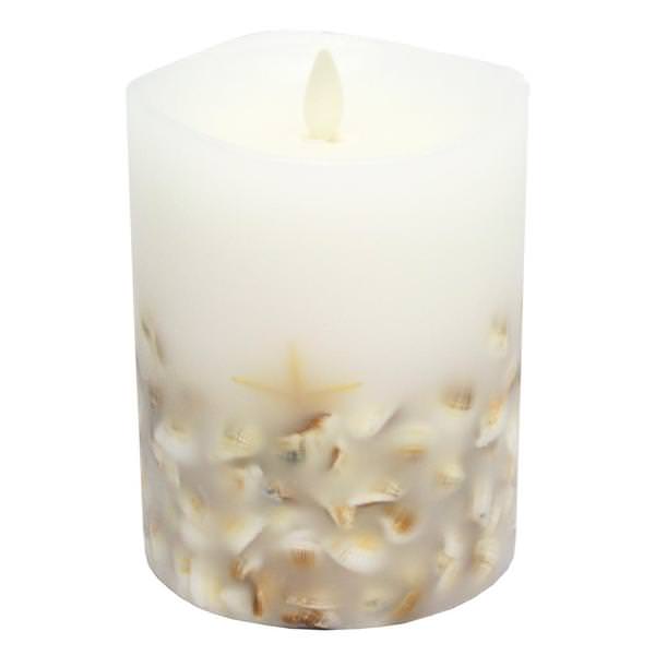 4" x 5" Sea Shell Wavy Edge Realistic Flame Battery Operated LED Wax Candle Light with Timer