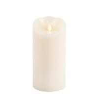 Luminara 3.5" x 7" Ivory (Unscented) Wavy Edge Battery Operated LED Realistic Flame Wax Candle with Timer