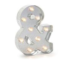 Darice 9.9" Galvanized Silver Metal Battery Operated LED Lighted Marquee Ampersand