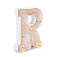 Darice 9.9" White Painted Metal Battery Operated LED Lighted Marquee Letter "R"