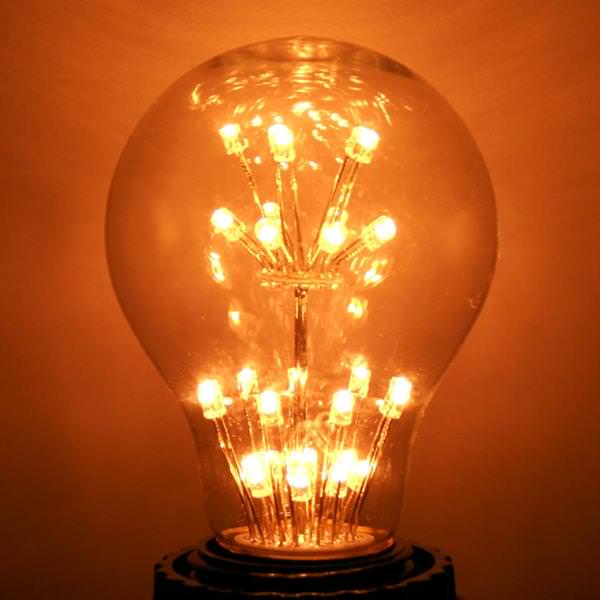1.7 watt A19 120 volt Medium Screw Base 4-Tier 30 LEDs Antique