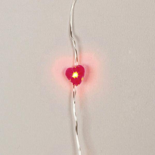 20 Light Silver Plated Copper Wire White LED Red Heart Moon Light String (Batteries Not Included)
