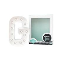 Darice 8" White Battery Operated LED Lighted Marquee Letter "G" DIY Kit