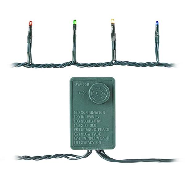 140 Light 27' Green Wire Battery Operated Multi-Color / Multi Function  LED
