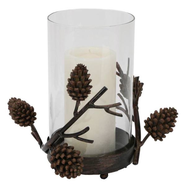 Woodland Pinecone Hurricane Candle Holder