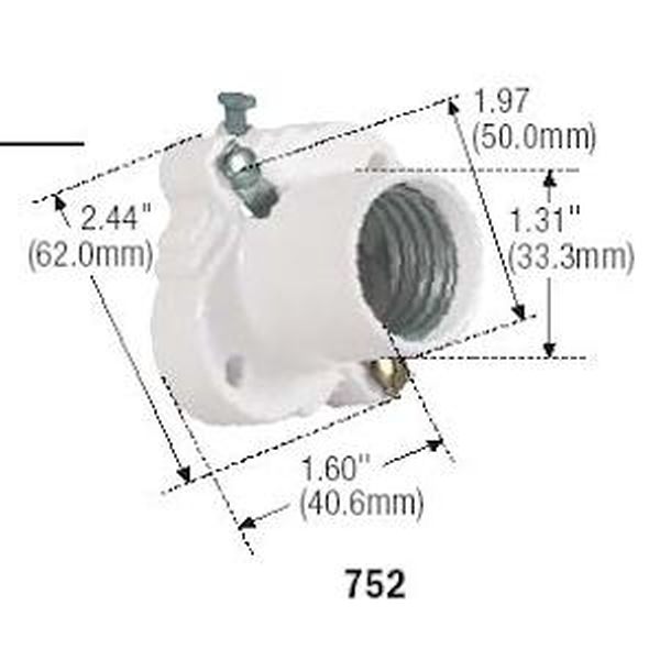 752W White Thermoset Cleat Socket with Front Wire Screw Terminals
