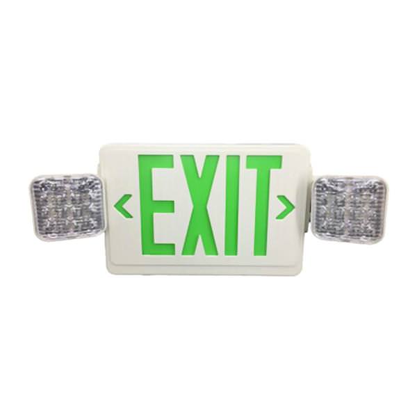 1/3.5/4 watt 120/277 volt White Housing Green Exit Sign with Emergency Light