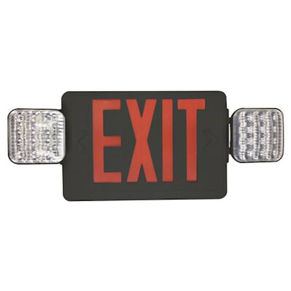 1/3.5/4 watt 120/277 volt Black Housing Red Exit Sign with Emergency Light