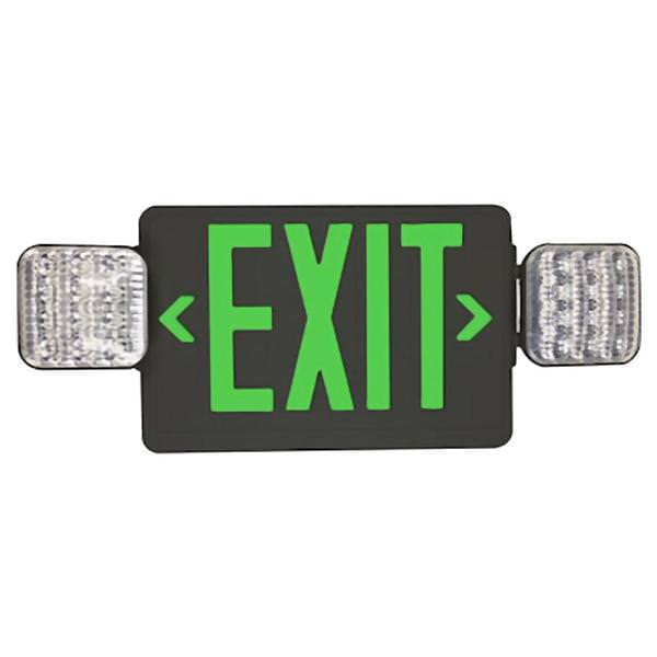 1/3.5/4 watt 120/277 volt Black Housing Green Exit Sign with Emergency Light