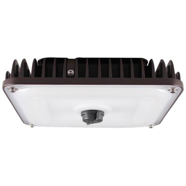 70 watt 100/277 volt 4000K Cool White Bronze Square PowerSet Selectable Wattage Dimmable LED Canopy Fixture