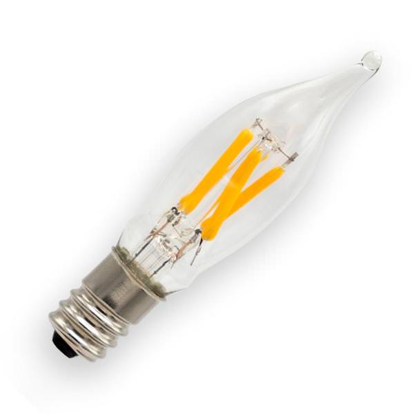 1.5 watt 120 volt C6 Candelabra Screw Base 2700K Warm White Dimmable Filament LED