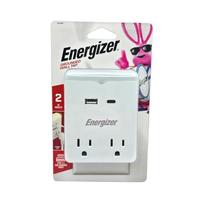 Energizer 2-Outlet Dual USB Grounded Plug-In Outlet Adapter