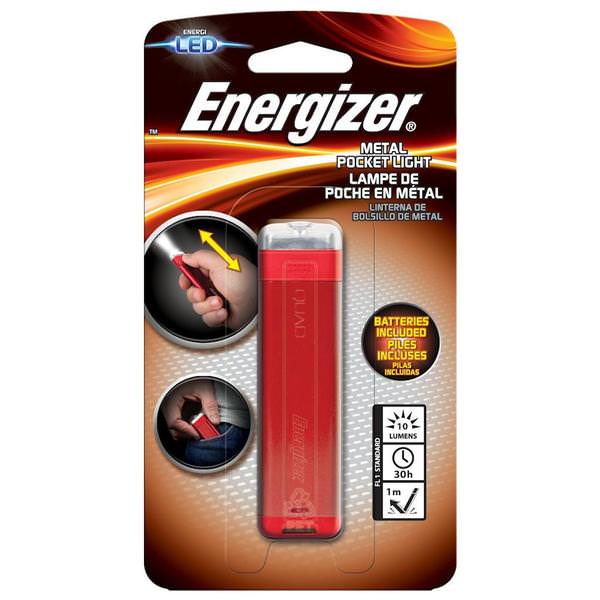 Red Metal Pocket LED Flashlight (Batteries Included)