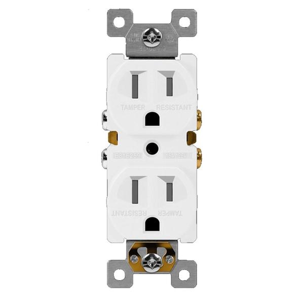 15 Amp 125 volt White Residential Grade Duplex Receptacle Wall Outlet