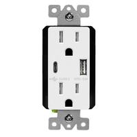 Enerlites 15 Amp 125 volt White Self Testing Receptacle USB Outlet
