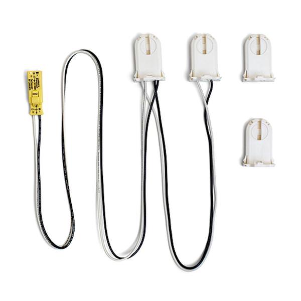 2-Lamp Troffer Wiring Harness for LED Tubes Includes 4-FT Supply Line with Luminaire Disconnect and two (2) Dead-End Lamp Holders