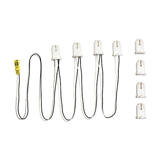 4-Lamp Troffer Wiring Harness for LED Tubes Includes 4-FT Supply Line with Luminaire Disconnect and (4) Dead-End Lamp Holders