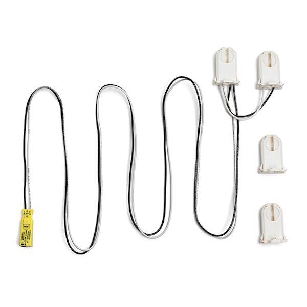 8' - 2-Lamp Fixture Wiring Harness for LED Tubes Includes 4-FT Supply Line with Luminaire Disconnect and (2) Dead-End Lamp Holders