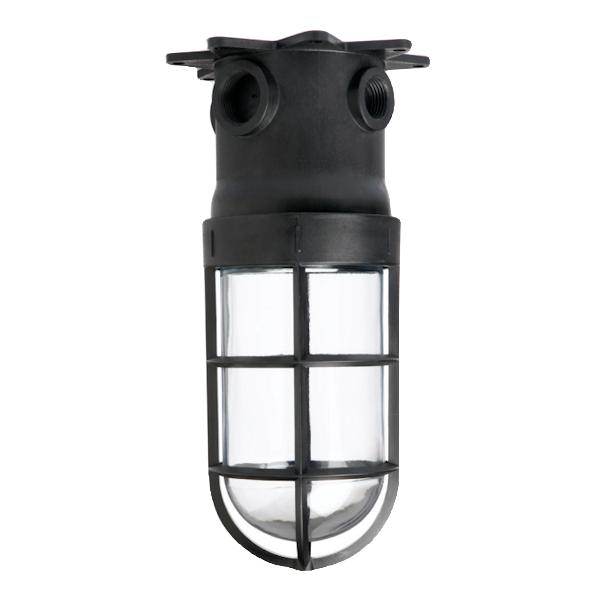 1 Light Medium Base Glass Globe with Safety Cage Utility Light