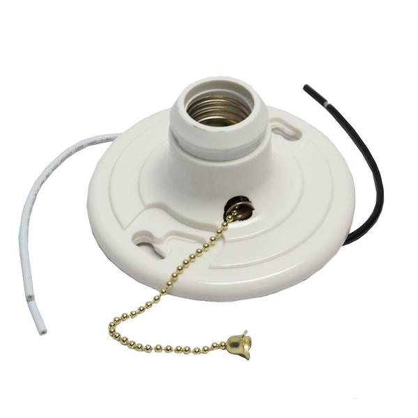 Standard Base Plastic Lamp Holder Receptacle with Pull Chain
